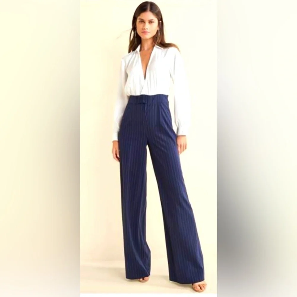 Blue and White Pinstripe Jumpsuit